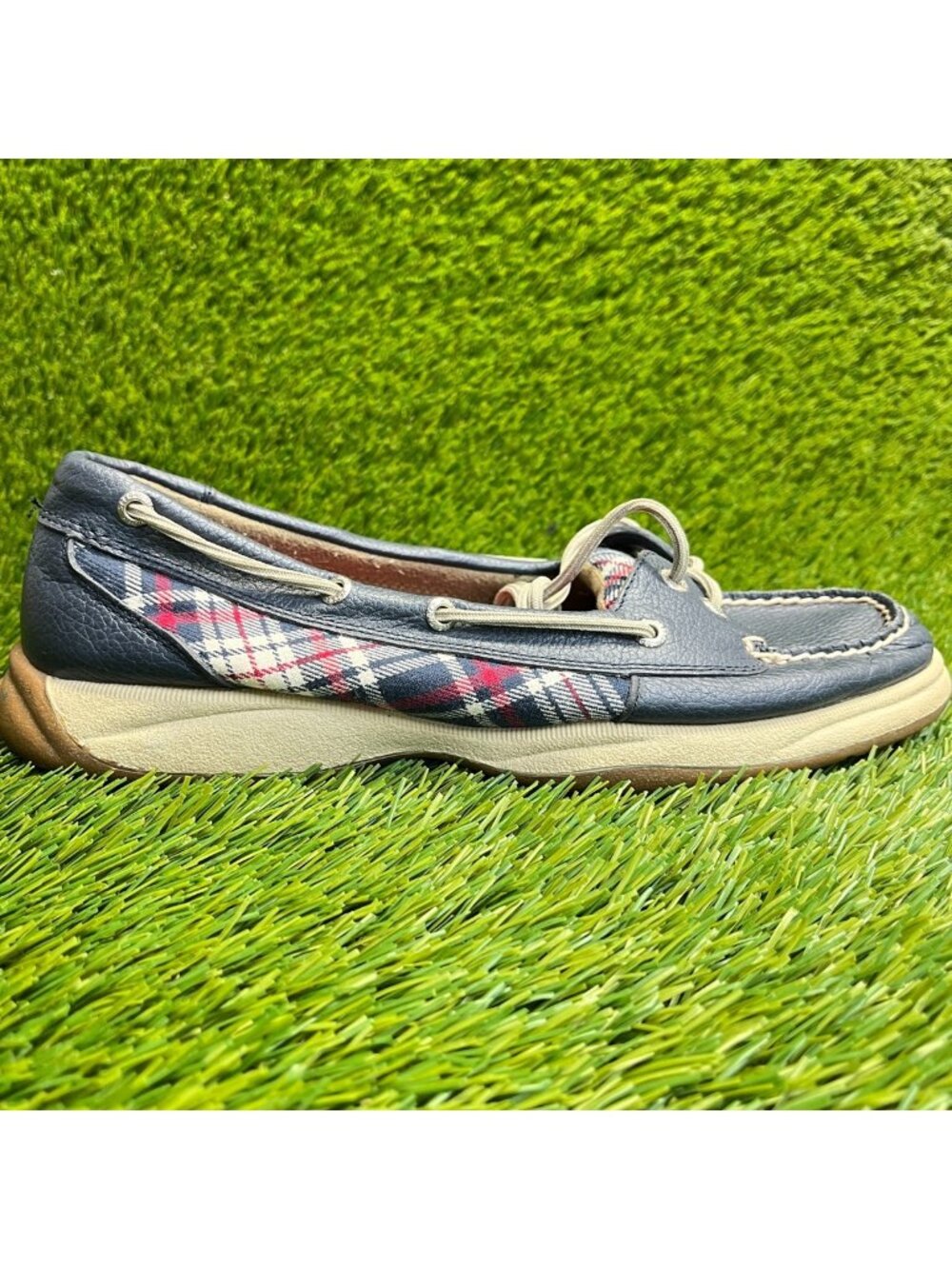 Sperry Top-Sider Laguna Womens Size 9 Blue Red Classic Leather Flats Boat Shoes‎